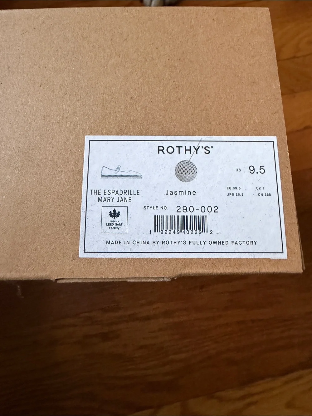 Rothy’s Espadrille Mary Jane - Jasmine (white/cream) - 9.5 - NIB